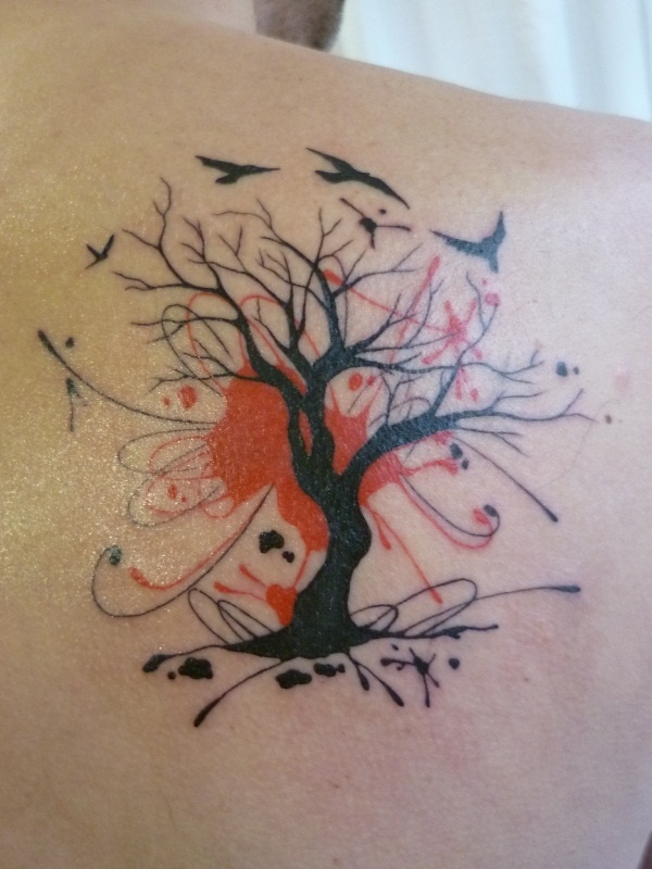 Birds And Trees Tattoo Design