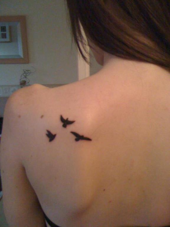 Birds Sketch On Shoulder Back