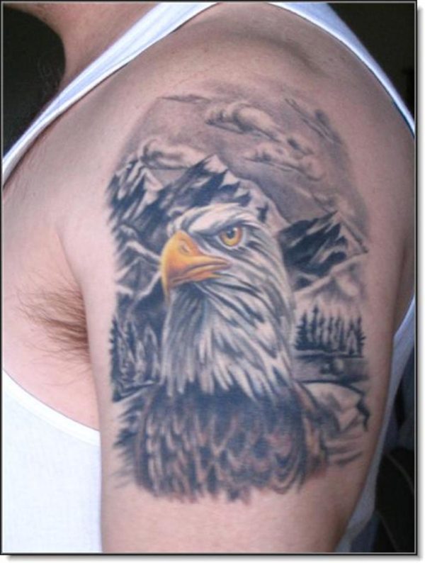 Black And Grey Eagle Tattoo