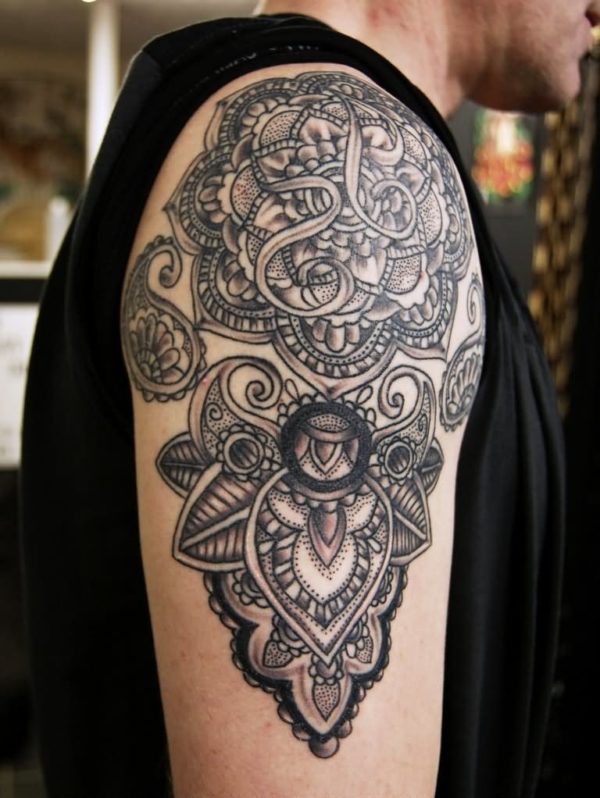 Black And Grey Mandala Tattoo