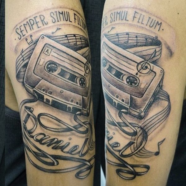 Black And Grey Music Tattoo