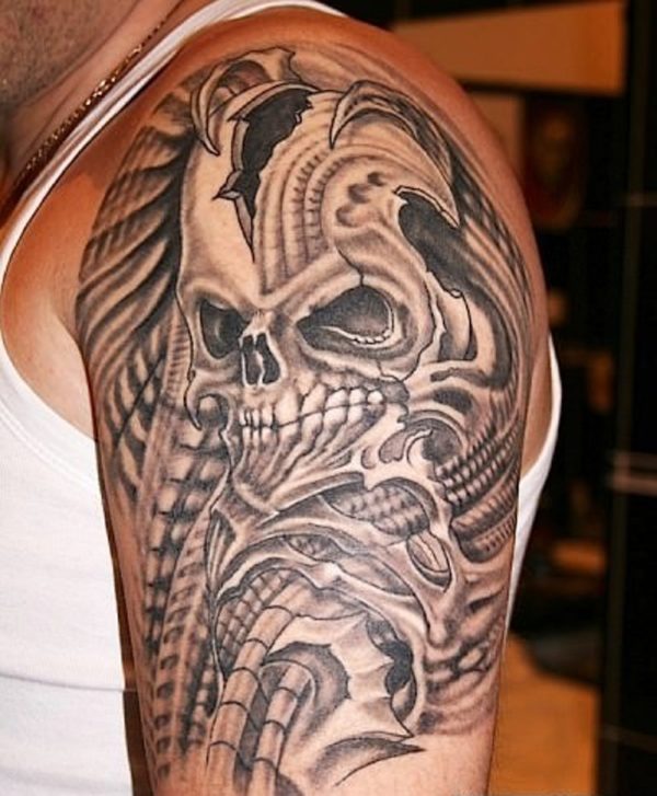 Black And Grey Skull Tattoo