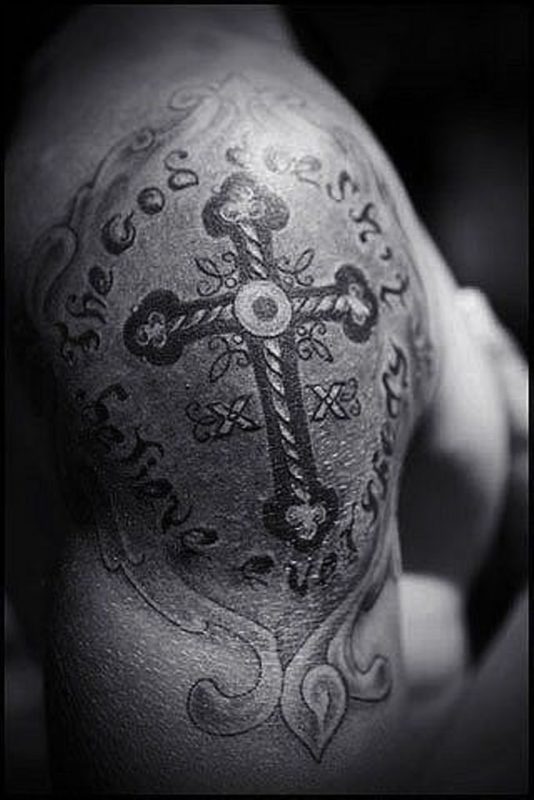 Black And White Cross Tattoo