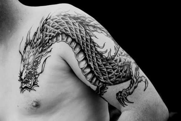 Black And White Dragon Tattoo