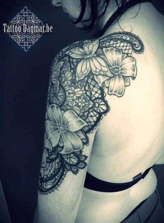 Black And White Flower Tattoo