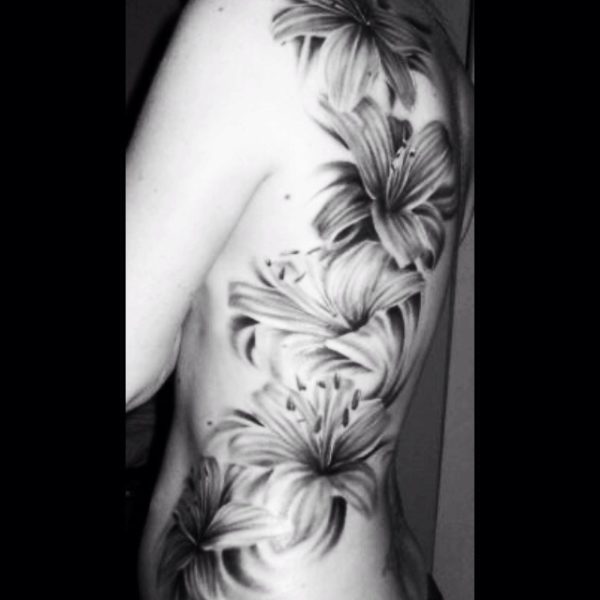 Black And White Lily Tattoo