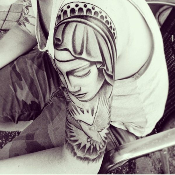 Black And White Mary Designer Tattoo