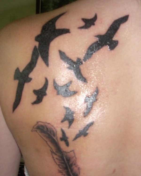 Black Birds Tattoo Design On Shoulder