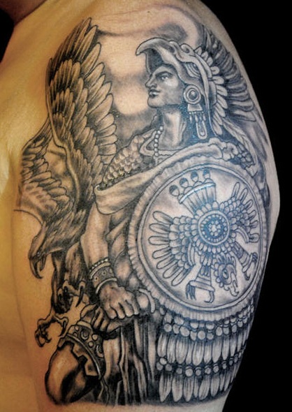 Black Celtic Warrior Shoulder Tattoo