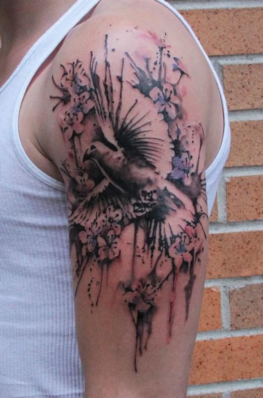 Black Cherry Blossom Tree Tattoo