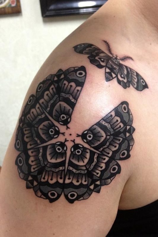 Black Designer Butterfly Tattoo