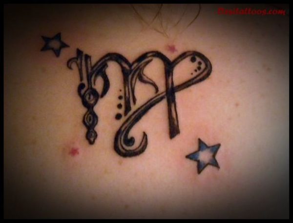 Black Designer Virgo Shoulder Tattoo