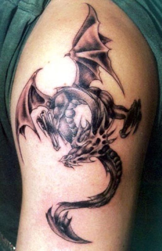Black Dragon Wings Tattoo