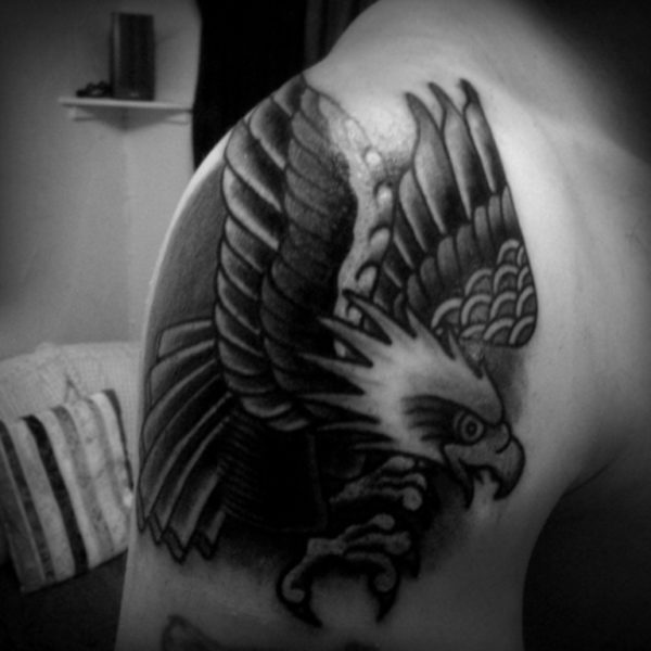 Black Eagle Shoulder Tattoo
