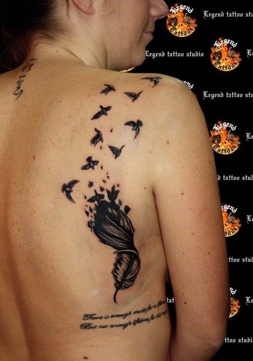 Black Flying Birds Shoulder Tattoo
