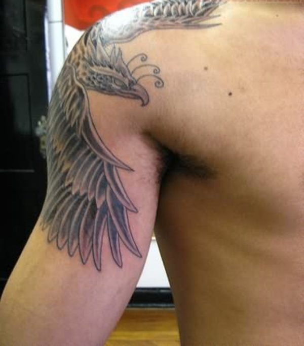 Black Flying Phoenix Tattoo Design
