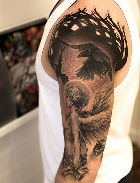 Black Full Sleeves Tattoo For Men