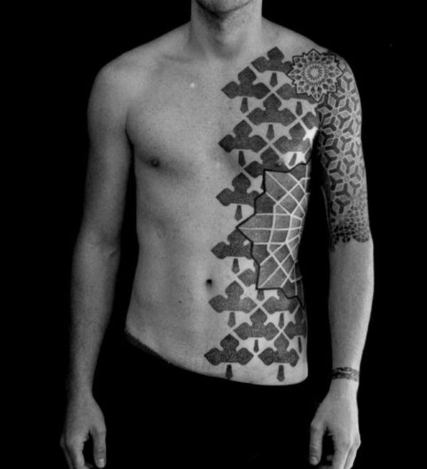 Black Geometric Shoulder Tattoo