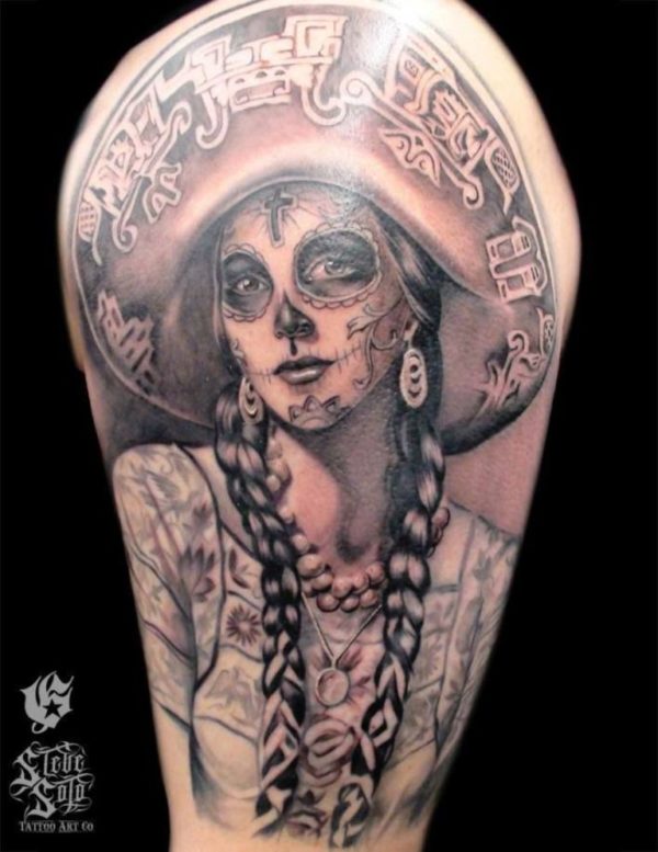 Black Girl Skull Tattoo