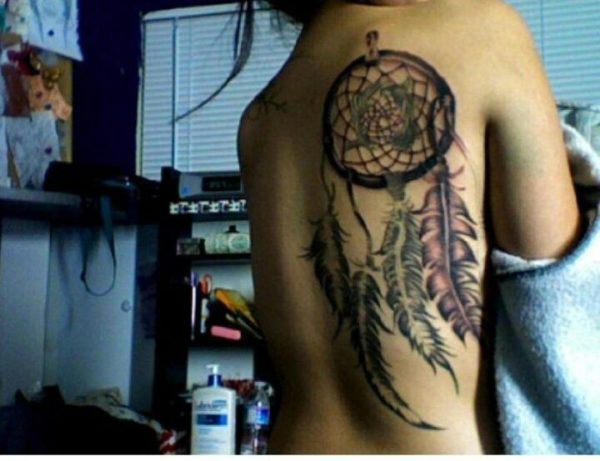 Black Hippie Dream Catcher Tattoo