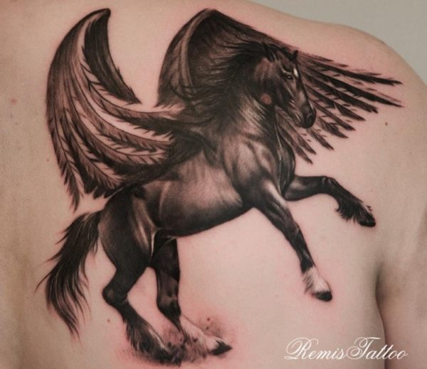 Black Hose Wings Tattoo