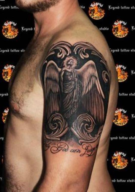 Black Ink Angel Tattoo Design