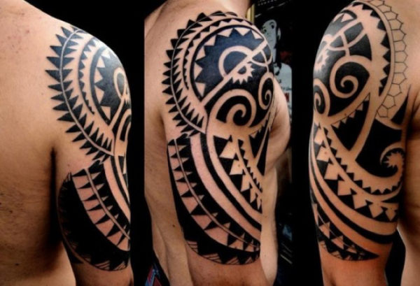 Black Ink Polynesian Tattoo