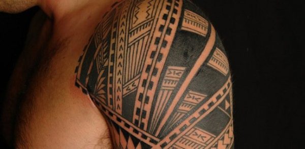 Black Ink Polynesian Tribal Tattoo
