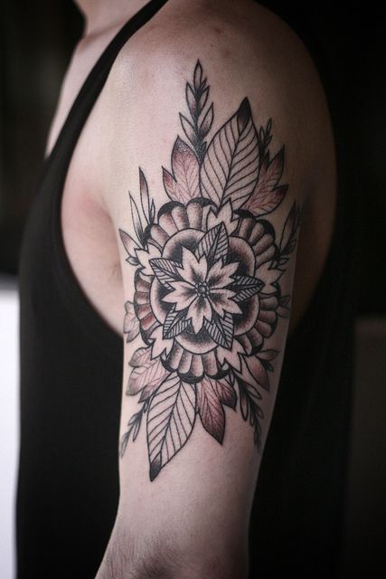 Black Mandala Shoulder Tattoo