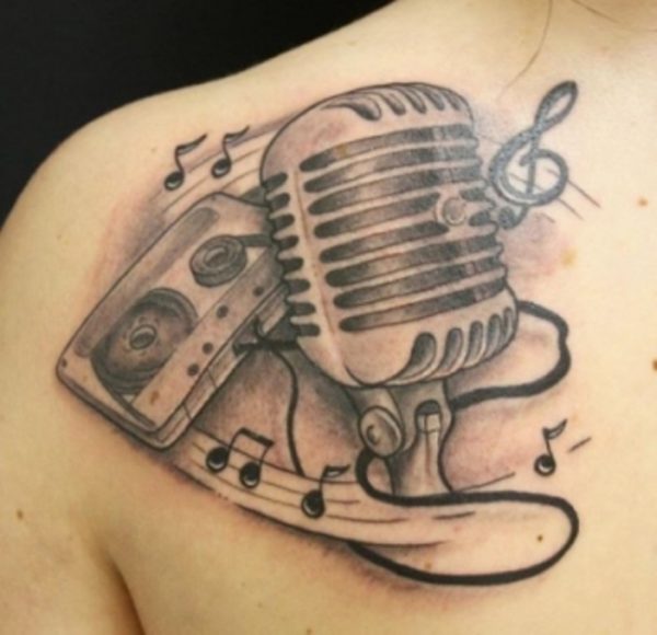 Black Music Shoulder Tattoo Design