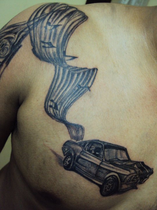 Black Musical Car Tattoo