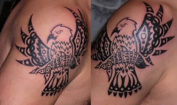 Black Native Eagle Tattoo Design