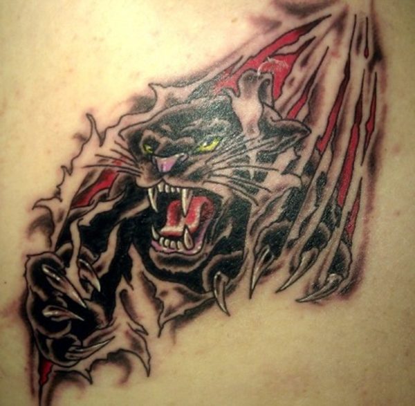 Black Panther Under Skin Rip Tattoo