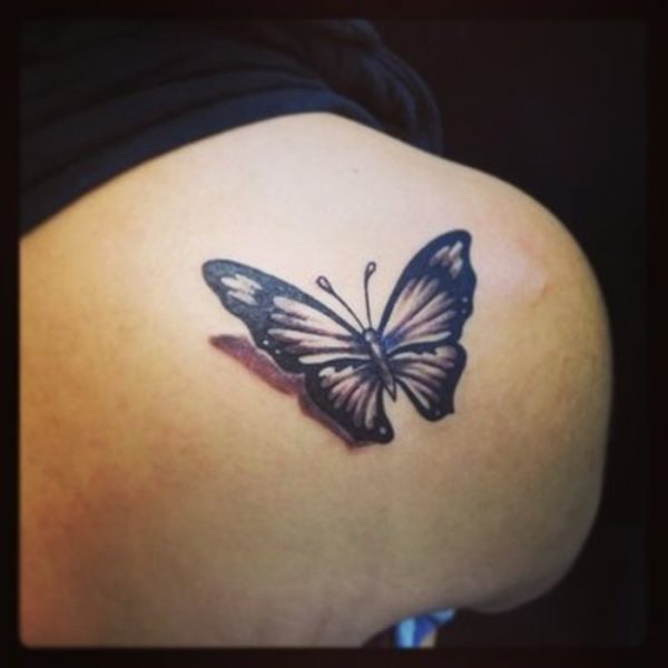 Black Realistic Butterfly Tattoo