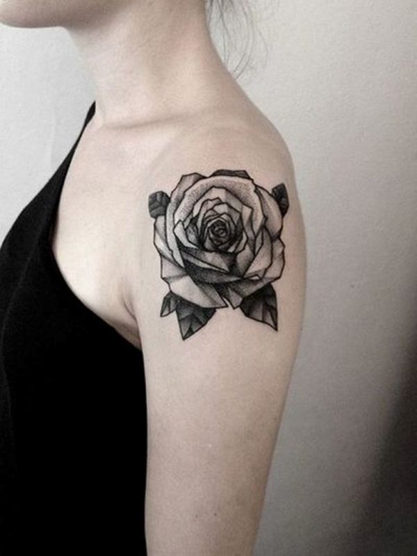 Black Rose Shoulder Tattoo Design