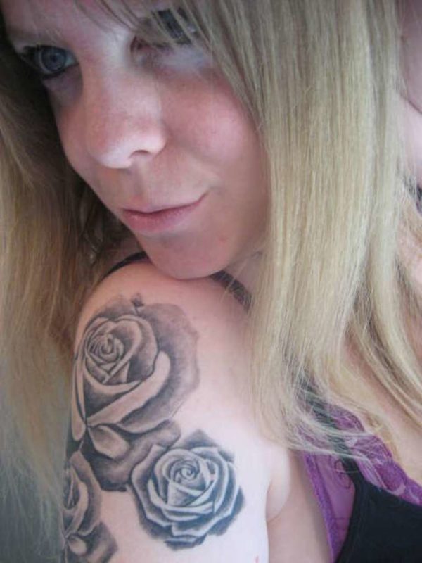 Black Rose Shoulder Tattoo