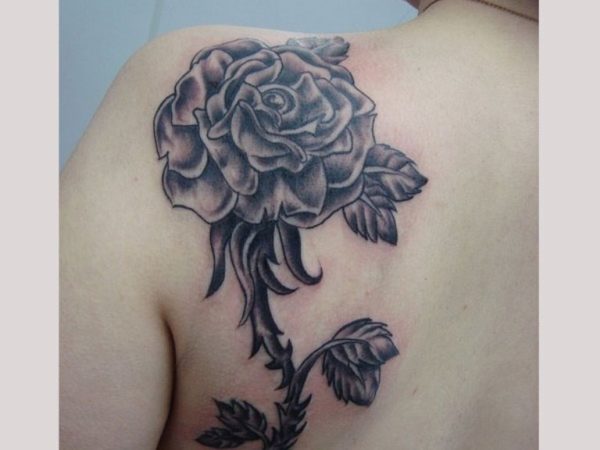Black Rose Shoulder Tattoo