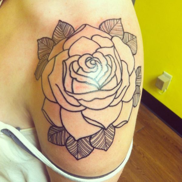 Black Simple Rose Tattoo