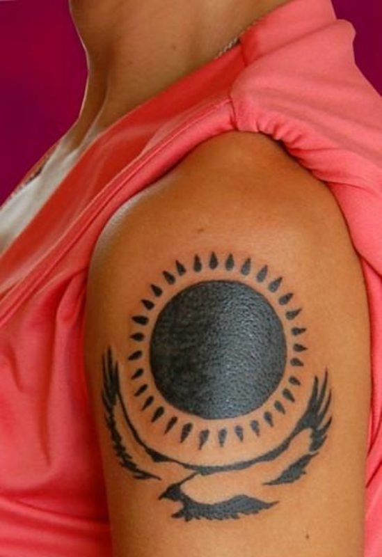 Black Sun Shoulder Tattoo