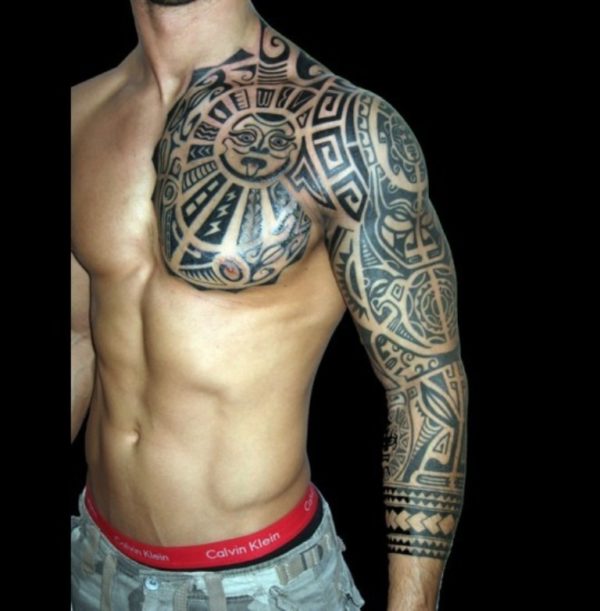 Black Trendy Tribal Tattoo Design