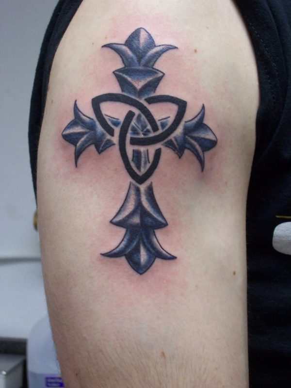 Black Tribal Cross Tattoo