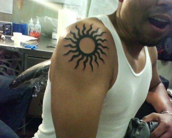 Black Tribal Sun Tattoo