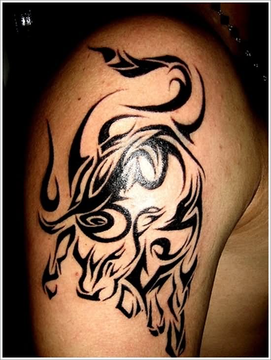 Black Tribal Zodiac Taurus Tattoo