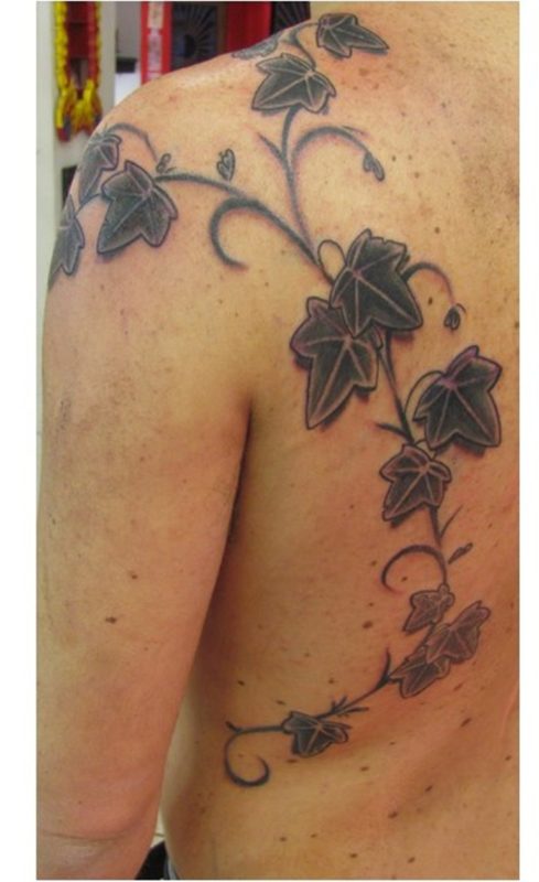 Black Vine Shoulder Tattoo Design