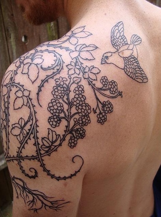 Black Vine Tattoo On Shoulder