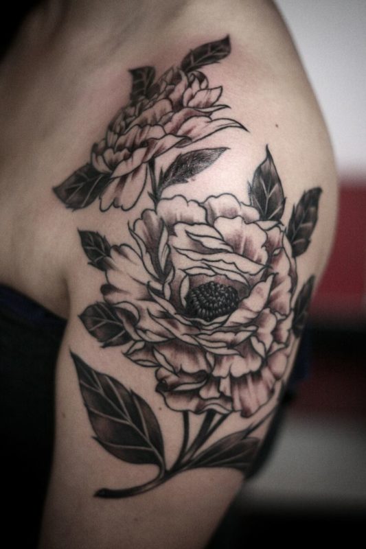 Black Vintage Flower Tattoo