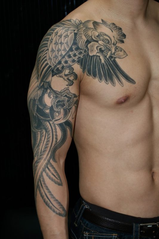 Black Wings Shoulder Tattoo