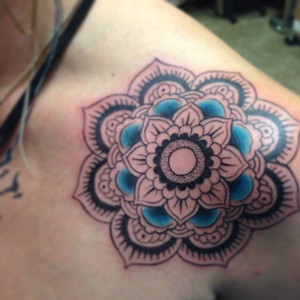 Blue Black Mandala Tattoo