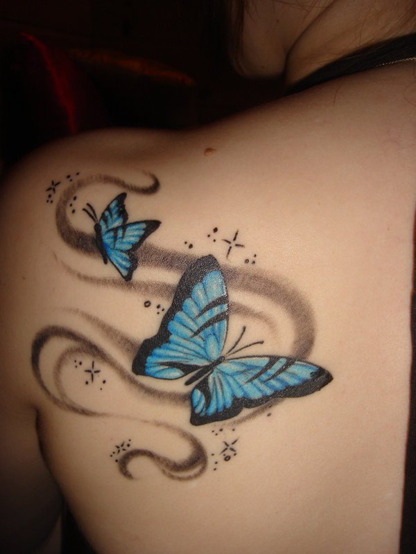 Blue Butterfly Tattoo Design
