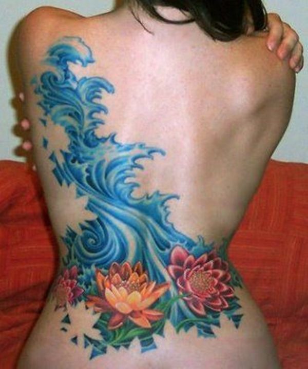 Blue Color Hibiscus Flower Tattoo